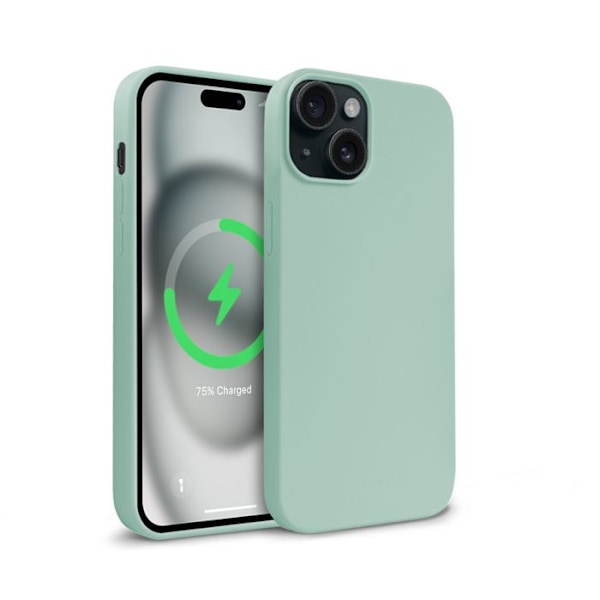 Telefonskal - Crong - Färgskydd Magnetisk - iPhone 15 - Myntgrön - Mjuk - Stötabsorberande Mynta