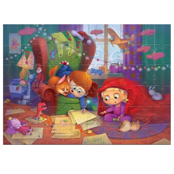 PUZZLE BREV ALLE JULENISSEN 60 DELAR FÄRGSTARK PUZZLE FÖR BARN