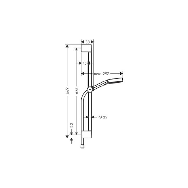 Hansgrohe Pulsify Duschset 65cm med 10,5cm duschhuvud 3 strålar Relaxation Matt svart