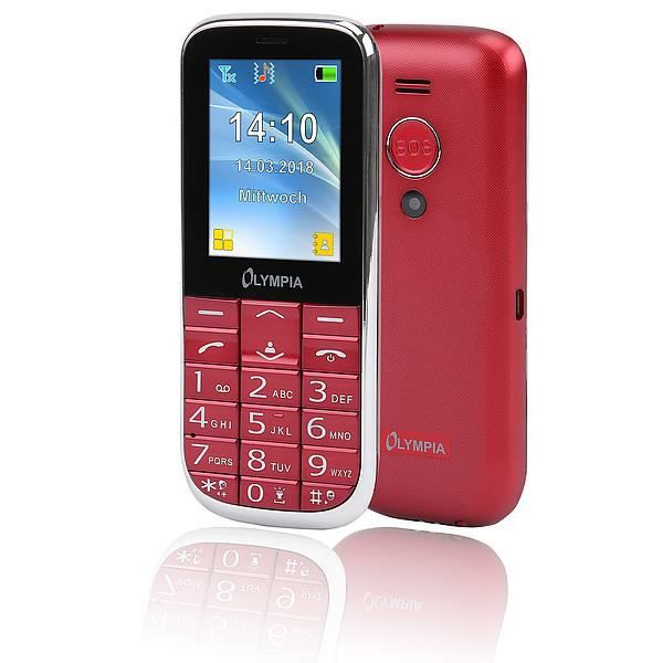 Olympia Joy II mobiltelefon - Dual SIM - 6,1 cm (2,4") - Bluetooth - 600 mAh - Röd