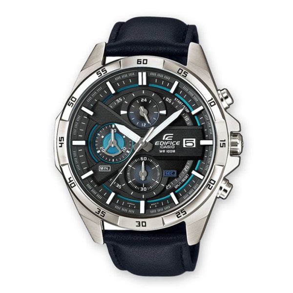 Klocka - Casio - Edifice EFR-556L-1AVUEF - Läder - Vattentät 10 barer - Mineralglas Svart