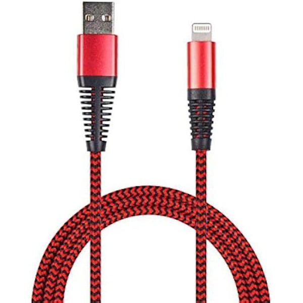 USB datakabel - 2GO - Apple Lightning - 1 m - Röd Nylon - Metallisk kontakt