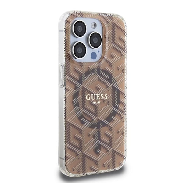 Coque för iPhone 15 Pro Max - Guess IML GCube MagSafe (GUHMP15XHGCUSTGW) - Brun