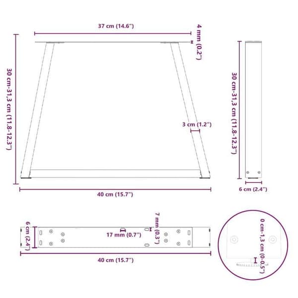 vidaXL V-formade soffbordben, 2 delar, vit, 40 x (30-31,3) cm, stål 4012525