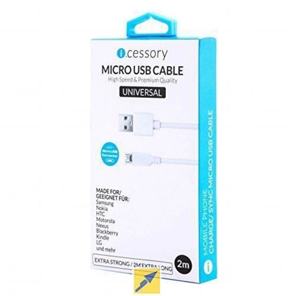 i.tillbehör MICROUSB2 - VIDEOKABEL OCH ADAPTER - tillbehör USB A till mikro-USB 2,0 m vit