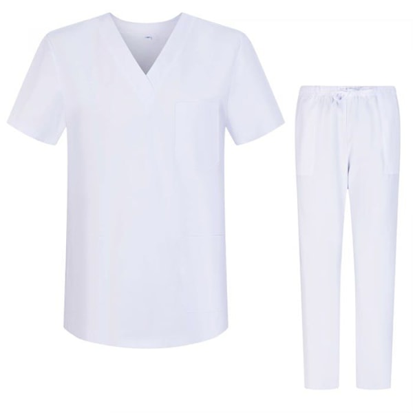 Misemiya - MZ-8178 - Unisex Uniform Set Blus - Medicinsk uniform med topp och byxor - Ref.6801-6802 Vit jag
