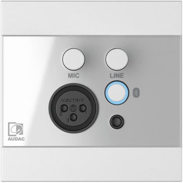 Audac WP225/W väggpanel Mic/Line & Bluetooth för Audac-hårdvara