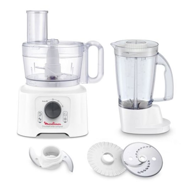 Moulinex DoubleForce Compact 800 W multifunktionsrobot med mixer, 4 tillbehör FP542111