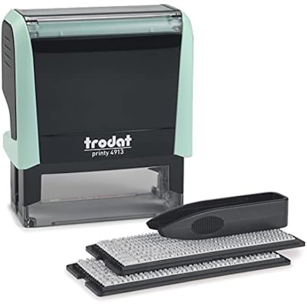 Självinkande stämpel - TRODAT - Printy 4913 - Pastellgrön - 5 rader - 3 svarta bläckpatroner
