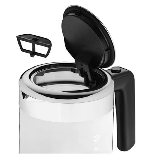 WMF KÜCHENminis Vattenkokare - Svart, Transparent - 1 L - 1900 W - Glas - Knappar - Anti-kalksystem Svart, klar
