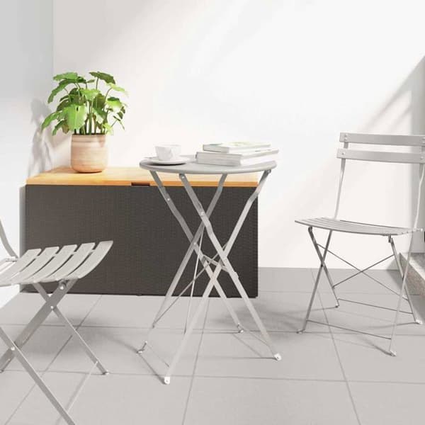 Bistrofällbord - vidaXL - Rund - Ø 50 x 71 cm - Beige - Pulverlackerad stål - Fällbar beige