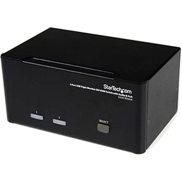 KVM Switch - STARTECH.COM - SV231TDVIUA - 3 DVI-skärmar - Oberoende ljud - USB 2.0 Hub Svart