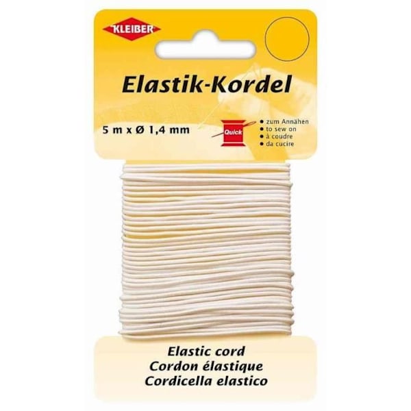 Elastisk snöre, 1,4 mm x 5 m, vit