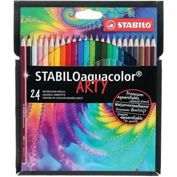 Kartong x 24 STABILOaquacolor ARTY akvarellpennor Blandade färger