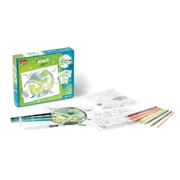 Akvarellfärg - Maped - Aqua'Art Dinosaurs Box med färgpennor och vattenpensel - Barn +7 år