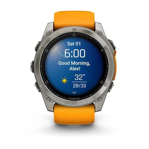 Smartwatch - Garmin - Fenix 8 - 51 mm - AMOLED - Safir - Batteritid 18 dagar Sparkorange/Graphit