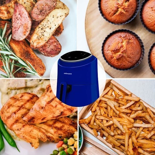 Mellerware - Crunchy! 1230W | 7 program | Non-stick Air Fryer | Design Compact 1,5L | Blå Blå