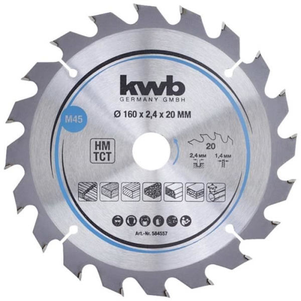 Cirkelsågblad - KWB - 584557 - 160 x 20 mm - Hårt metall - 1 st.