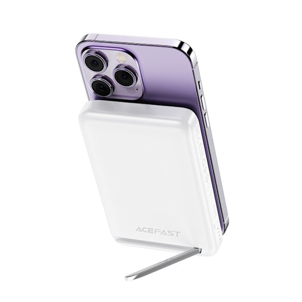 Trådlös extern batteri, Typ-C, 10 000 mAh, PD20W, PD20W, LED-indikator - Acefast (M6-10000) - Vit