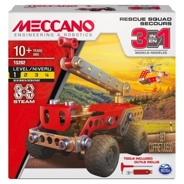 Meccano nödfordonslåda - 3 modeller - 87 stycken Flerfärgad