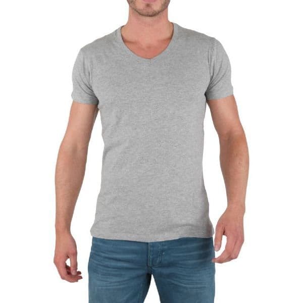 Basic V-ringad T-shirt LJUSGRÅ - M