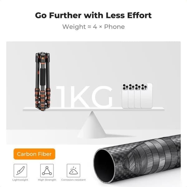 Kolfiber Monopod K&F Concept 153cm BA225 för DSLR