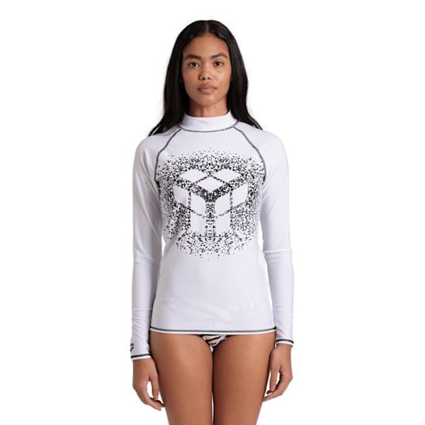 Arena - 006289 - Femme Kvinno Rash Vest L/S Grafisk Topp, Vit-Svart, M EU