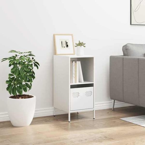 vidaXL Buffé vit 35x39x73,5 cm kallvalsat stål 851357