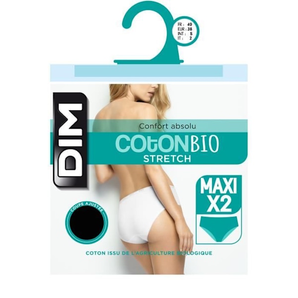 Maxi Culotter - DIM - Ekologisk Bomull Plus - 2-pack - Svart/Vit - Certifierad GOTS/Oeko-Tex Svart vit 52