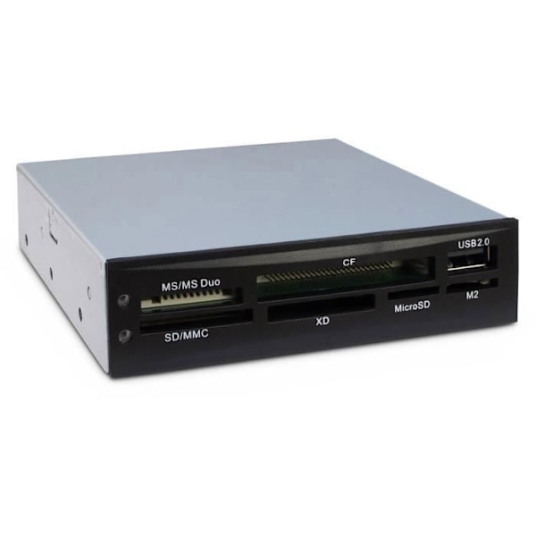 Inter-Tech CI-02 minneskortläsare - Kompatibel CF, MMC, MS, MicroSD... - USB 2.0 - Svart