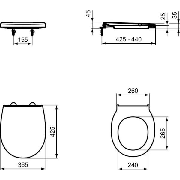 Toalettlock - toalettförhöjare Ideal Standard - E3355HY