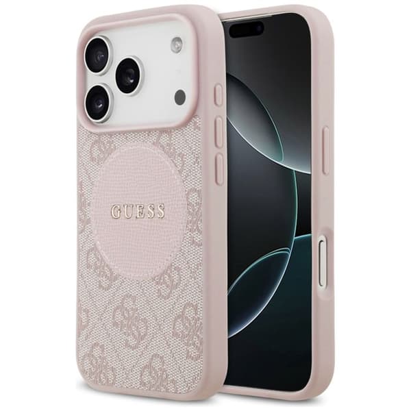 Coque Guess 4G Circle Classic Logo MagSafe för iPhone 17 Pro - Rosa Rosa