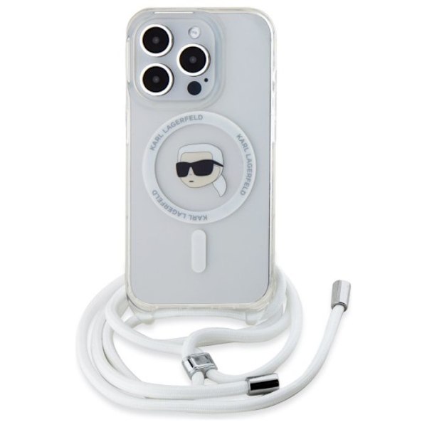 Étui Karl Lagerfeld Crossbody IML Karl Head MagSafe för iPhone 16 Pro Max (transparent)