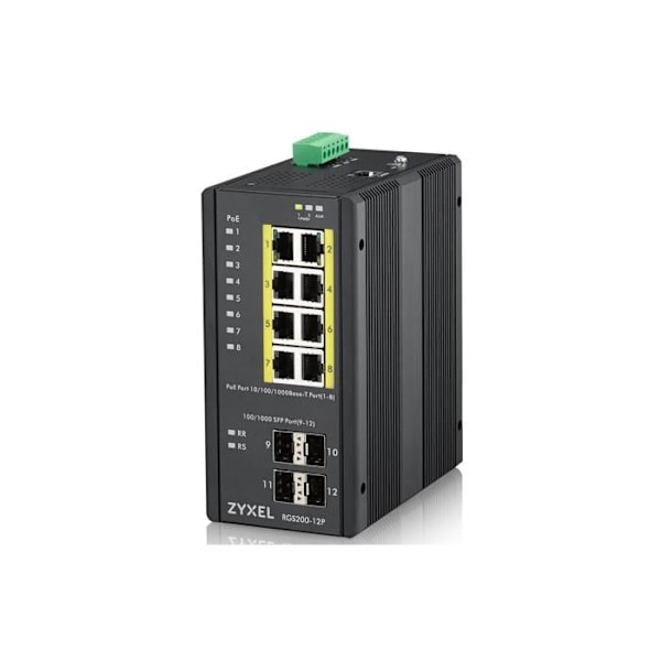 Zyxel RGS200-12P Switch - Hanterad - 12 portar - PoE+ 240W - Rackmonterbar och DIN-skena Svart