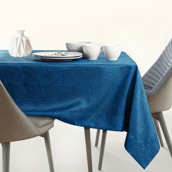Rektangulär duk Gaia indigo 120 x 260 cm - fläckavvisande polyester, manschettfinish indigo