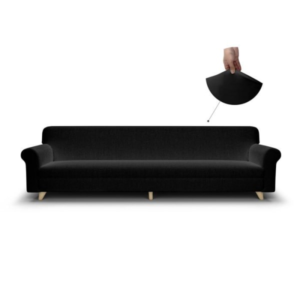 Canape - soffa - divan italienskt sänglinne - CD-PB-nero-4P - Bielastisk Sofföverdrag "Piu Bello", Svart, 4 SITSER