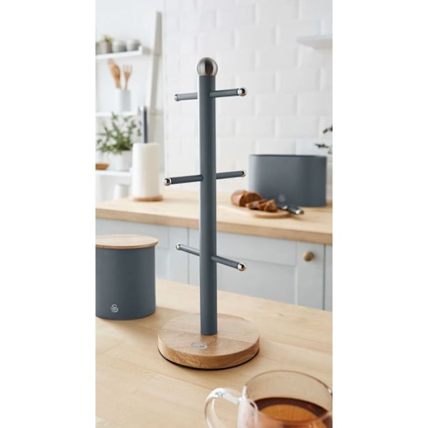 Nordic Tree kaffekoppshållare för 6 koppar kolstål och bambubas SWAN Nordic Grey 38910 Vit, grå, grön, blå