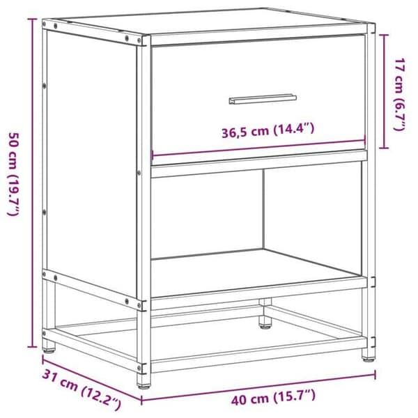 vidaXL Sängbord sonoma grå 40x31x50 cm träkomposit 848690