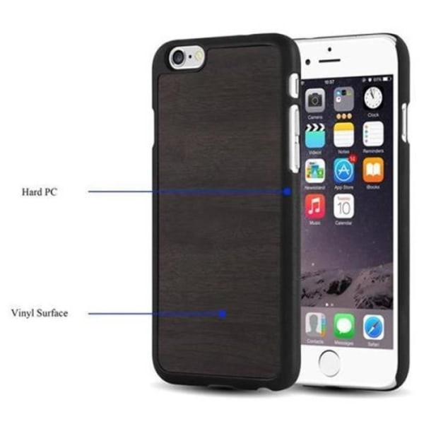 Apple iPhone 6 - iPhone 6S-fodral i WOODY BLACK från Cadorabo (WOODY Design) Hårt plastfodral Ultratunt styvt hårt fodral med