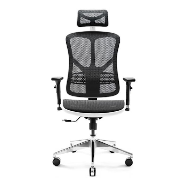 Diablo V-Basic Ergonomic Office Chair 3D Andas Mesh Justerbara Armstöd (Vit-Svart) vit svart