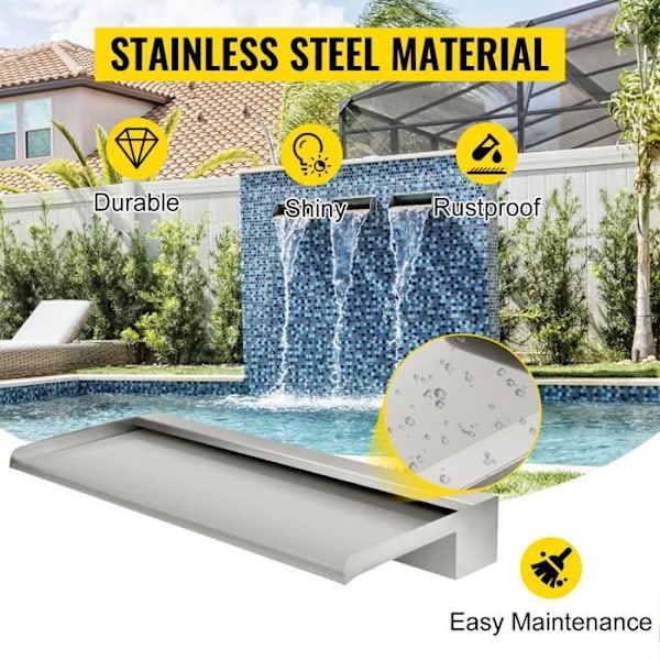Waterfall Waterfall Fountain - VEVOR - Waterfall Spillway 600mm - i rostfritt stål Silver