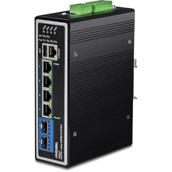 Switch - TRENDNET - 6 10/100/1000 Ethernet-portar (PoE++) - Nätverkshantering Svart