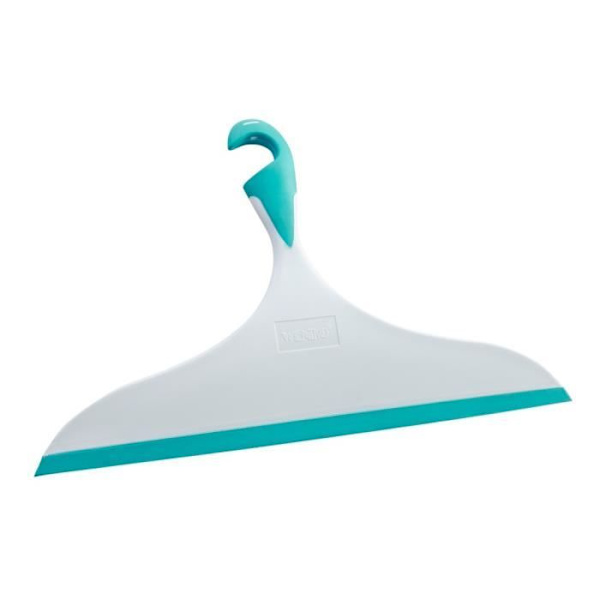 WENKO XXL duschskrapa, Loano badrumsskrapa, med hängkrok, plast, L34x21 cm, blå - vit Blå
