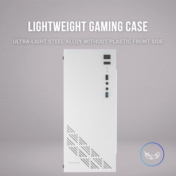 Spelchassi ATX - Mars Gaming - MC100 Vit - FRGB Fläkt 9cm - Konvektionskylning - RGB-belysning