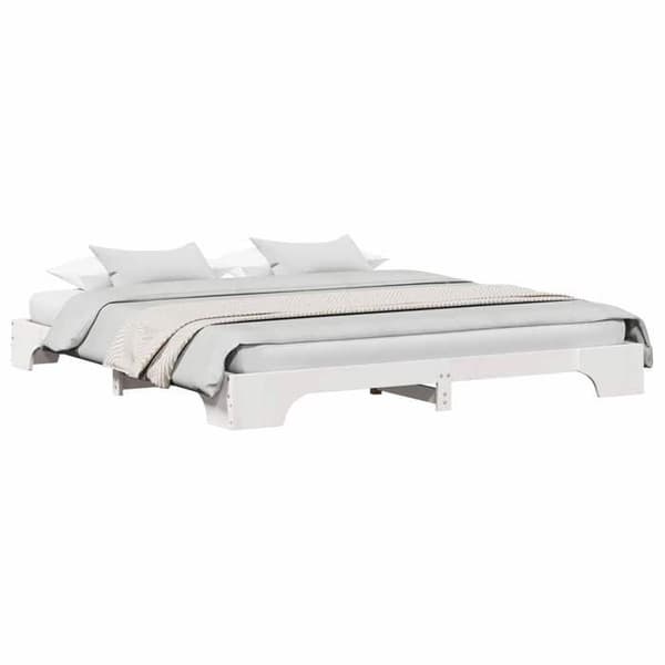 vidaXL Sängram Vit 200 x 200 cm Massivt trä 872849