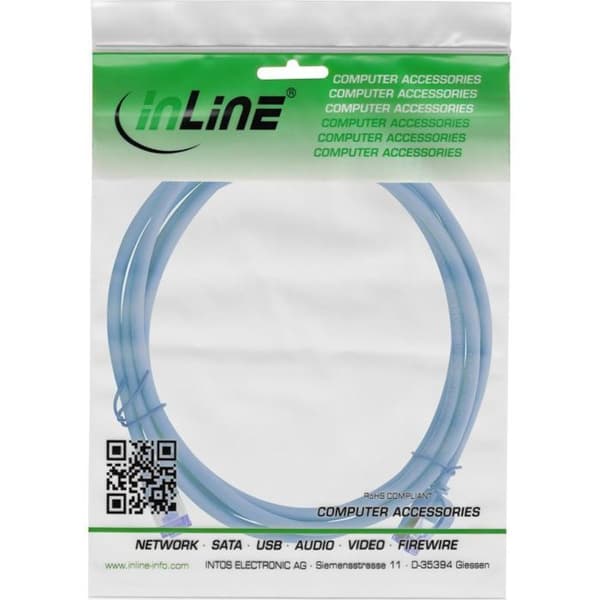 Switch - hub ethernet - injektor Inline Patchkabel ® Slim, Cat. 6A, S/FTP, TPE (LSZH) flexibel, PoE, blå, 10 m