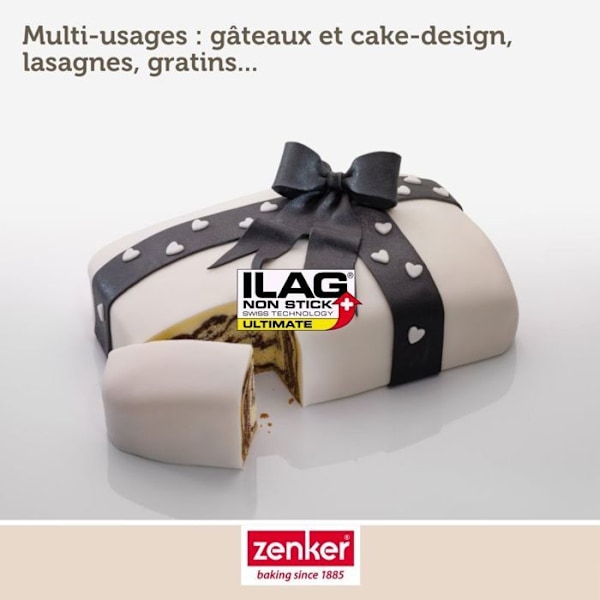 Hinged form - ZENKER - 7821 - Rostfritt Stål - 28x18x7 cm - Non-stick vit svart