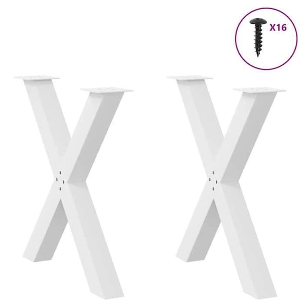 vidaXL Matbordsben i X-form, 2 stycken, vit, 70 x (72-73) cm, stål 4012977