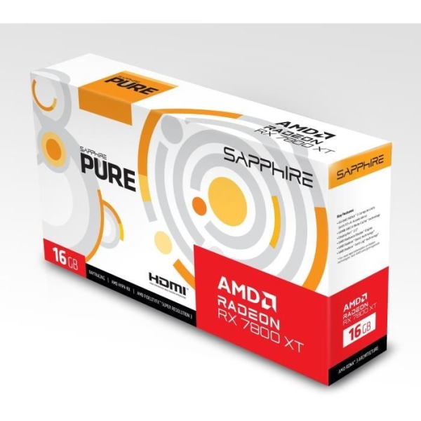 SAPPHIRE - Grafikkort - PURE AMD RADEON™ RX 7800 XT GAMING OC 16GB - GDDR6 - DUBBLA HDMI / DUBBLA DP