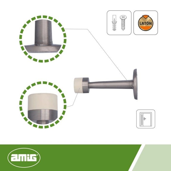 Gångjärn - plugg - möbelgångjärn - pivot Amig - 7984 - Dörrstopp 600L Matt Krom g/Vit